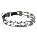 "Black Force" Herm Sprenger Zwart Roestvrij Staal Prikband Halsband met Click-Lock Gesp 4 mm