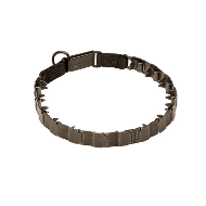 "Dark Force" Zwarte Roestvrij Staal Hond Pinch Halsband met Click Lock Gesp