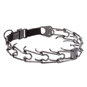 "Black Force" Herm Sprenger Black Stainless Steel Pinch Collar with Click-Lock Buckle 4 mm